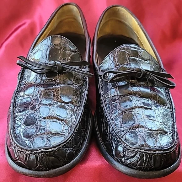 COLE HAAN sz11 Genuine Alligator Handmade Italian Boat Shoe Loafer